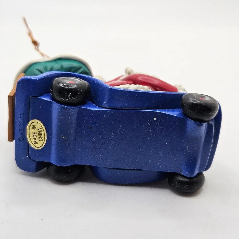VTG 1996 Santa Claus Golfing Christmas Ornament Blue Car I'd Rather Be Golfing